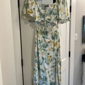 Zara Green and Yellow Floral Maxi Dress